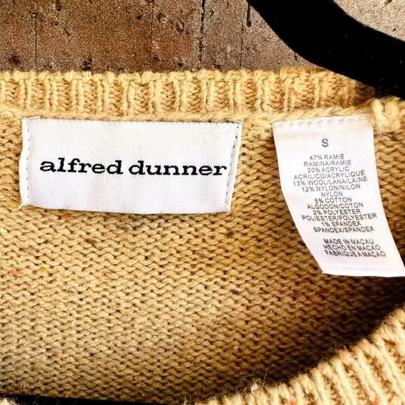 Alfred Dunner Vintage Cardigan Beige Small - Picture 3 of 4